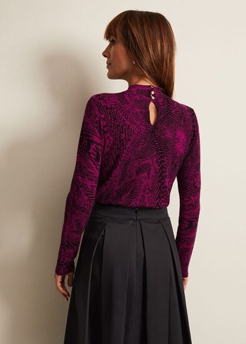 Phase Eight Livetta Snake Print Knitwear Purple USA | 7908125-JR